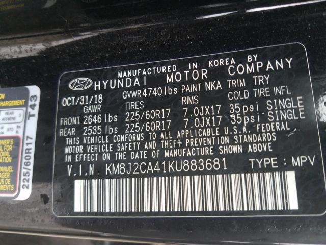 2019 HYUNDAI TUCSON SE KM8J2CA41KU883681