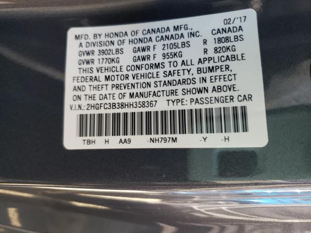 2017 HONDA CIVIC EX 2HGFC3B38HH358367