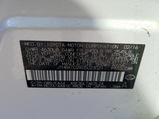 2016 LEXUS IS 200T JTHBA1D2XG5023031