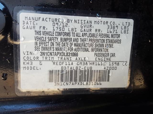 2013 NISSAN VERSA S 3N1CN7APXDL831066