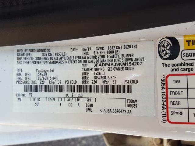 2019 FORD FIESTA S 3FADP4AJ9KM154207