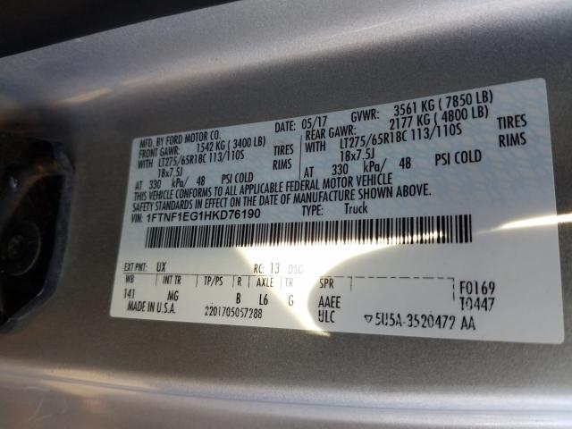 2017 FORD F150 1FTNF1EG1HKD76190