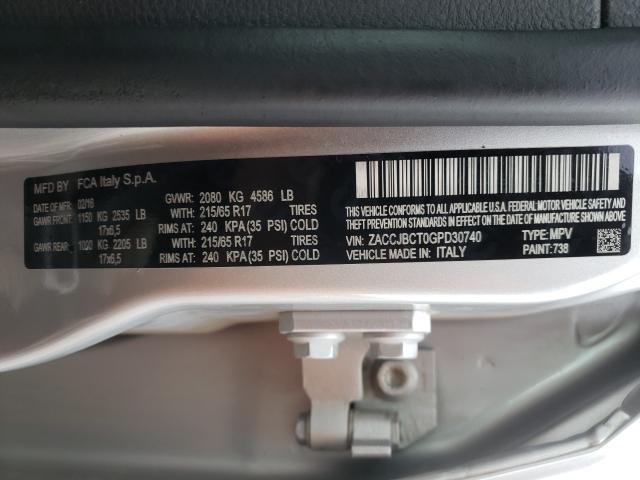 2016 JEEP RENEGADE T ZACCJBCT0GPD30740