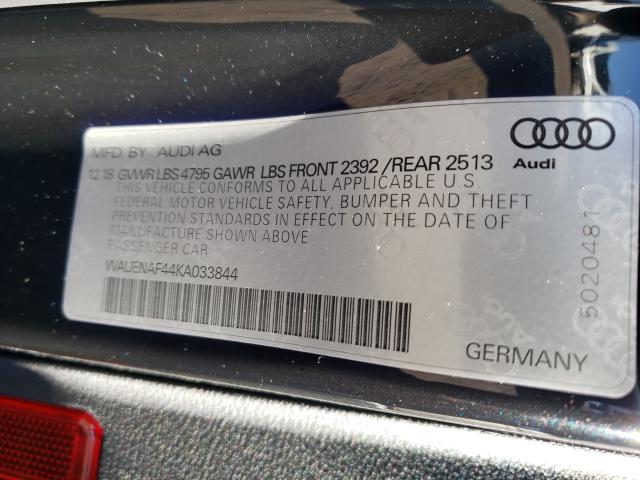 2019 AUDI A4 PREMIUM WAUENAF44KA033844