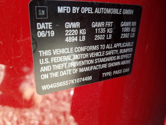 2019 BUICK REGAL GS W04GS6SS7K1074498