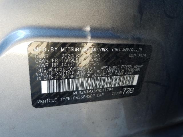 2019 MITSUBISHI MIRAGE ES ML32A3HJ3KH011294