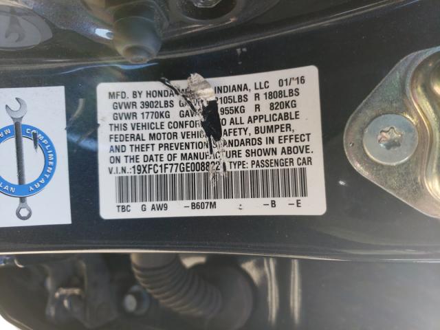 2016 HONDA CIVIC EXL 19XFC1F77GE008822