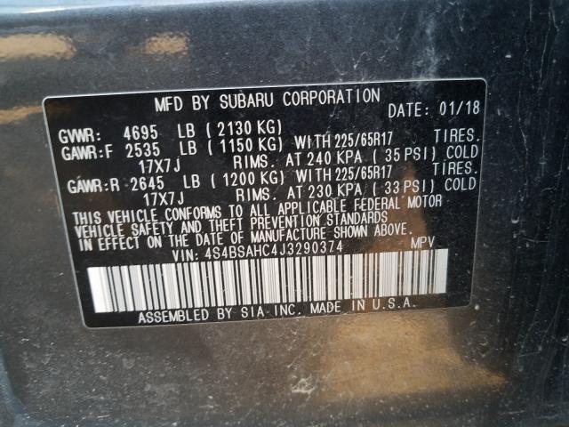 2018 SUBARU OUTBACK 2. 4S4BSAHC4J3290374