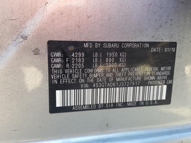 2018 SUBARU IMPREZA PR 4S3GTAD61J3727917