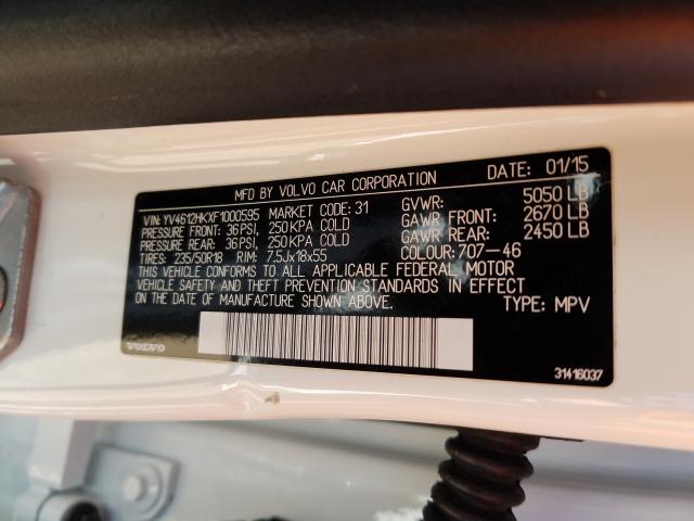 2015 VOLVO V60 CROSS YV4612HKXF1000595