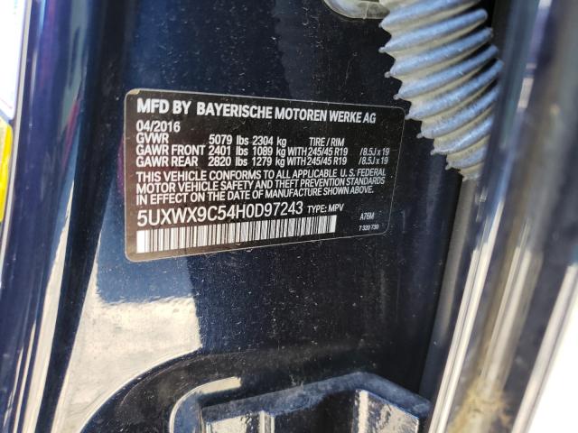 2017 BMW X3 XDRIVE2 5UXWX9C54H0D97243