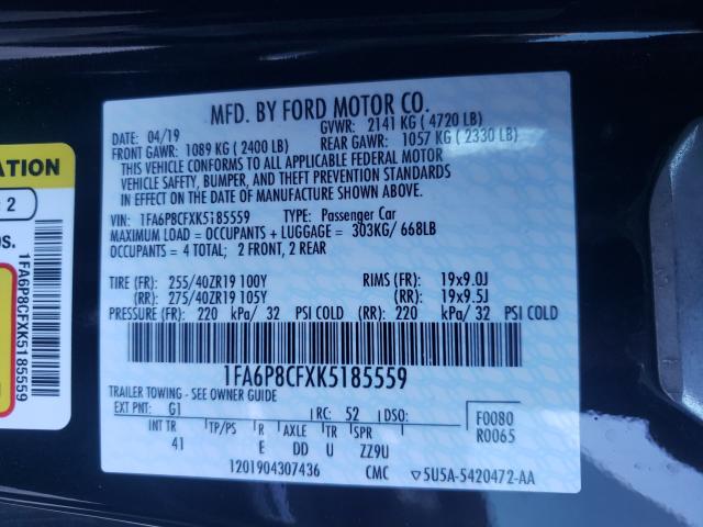 2019 FORD MUSTANG GT 1FA6P8CFXK5185559