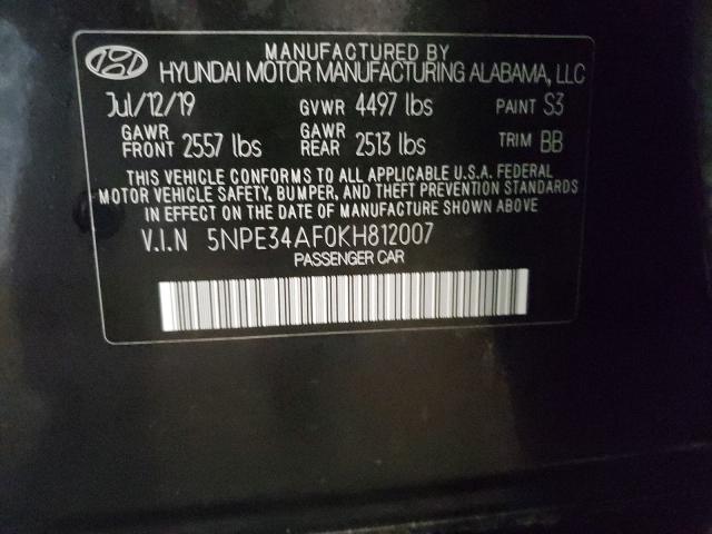 2019 HYUNDAI SONATA LIM 5NPE34AF0KH812007