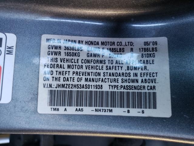 2010 HONDA INSIGHT LX JHMZE2H53AS011938