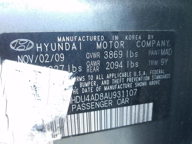 2010 HYUNDAI ELANTRA BL KMHDU4AD8AU931107