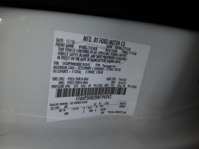 2011 FORD FOCUS SEL 1FAHP3HN2BW194343