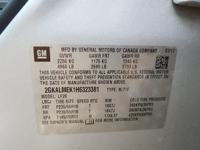 2017 GMC TERRAIN SL 2GKALMEK1H6323381