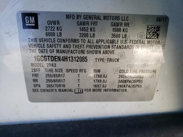 2017 CHEVROLET COLORADO Z 1GCGTDEN4H1312085