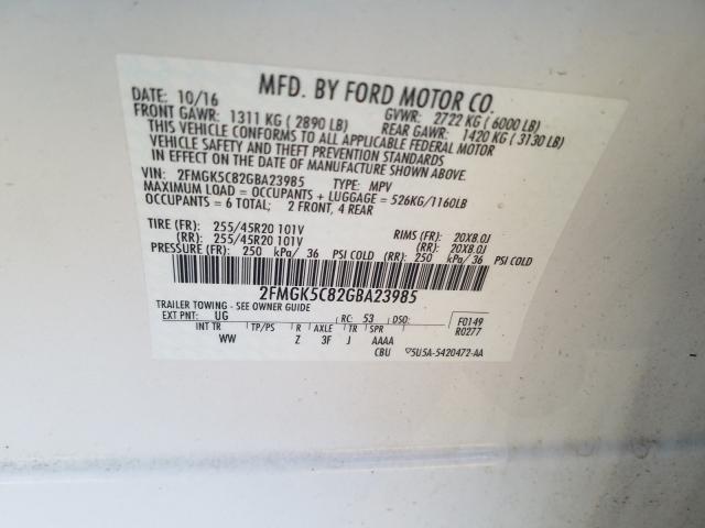 2016 FORD FLEX SEL 2FMGK5C82GBA23985