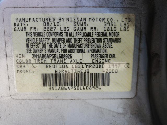 2011 NISSAN SENTRA 3N1AB6AP5BL608926