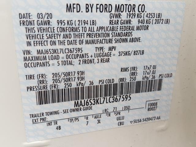2020 FORD ECOSPORT T MAJ6S3KL7LC367595