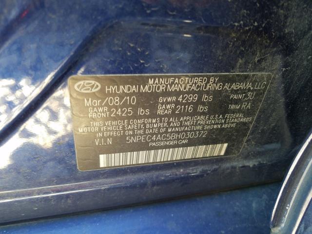 2011 HYUNDAI SONATA SE 5NPEC4AC5BH030372