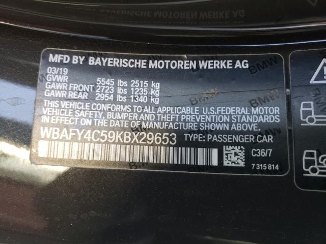 VIN WBAFY4C59KBX29653 2019 BMW 8 Series, M850XI no.10