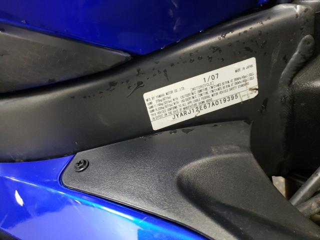 2007 YAMAHA YZFR6 L JYARJ12E67A019395