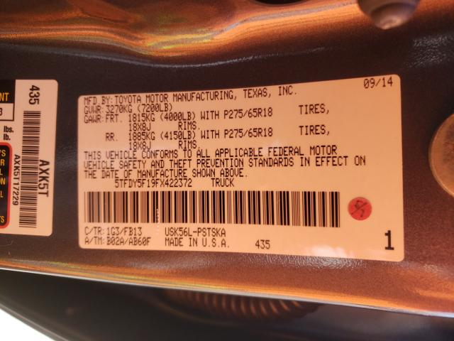 2015 TOYOTA TUNDRA CRE 5TFDY5F19FX422372