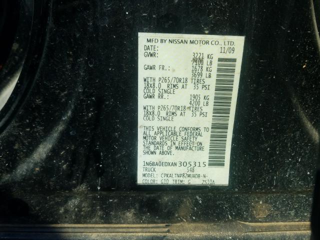 2010 NISSAN TITAN XE 1N6BA0EDXAN305315