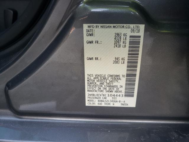 2019 NISSAN ALTIMA SR 1N4BL4CV7KC104443
