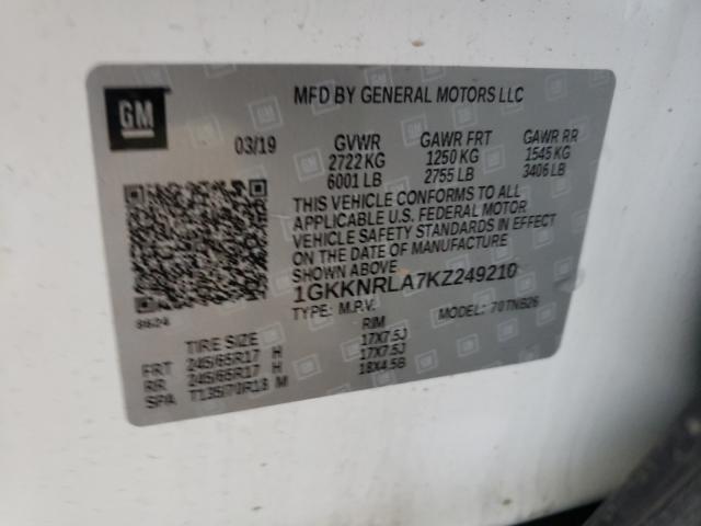 2019 GMC ACADIA SLE 1GKKNRLA7KZ249210