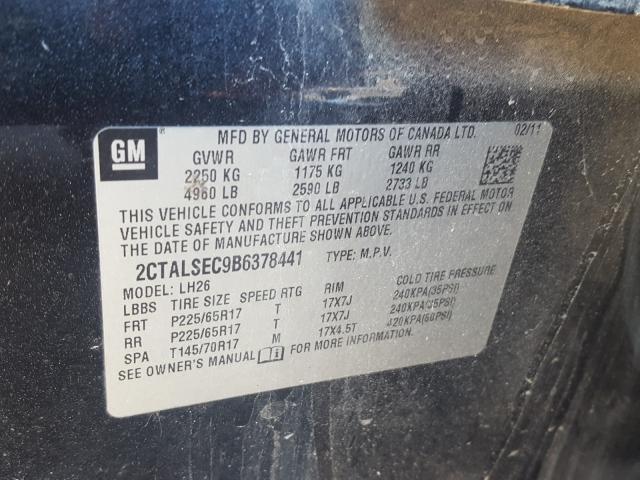2011 GMC TERRAIN SL 2CTALSEC9B6378441