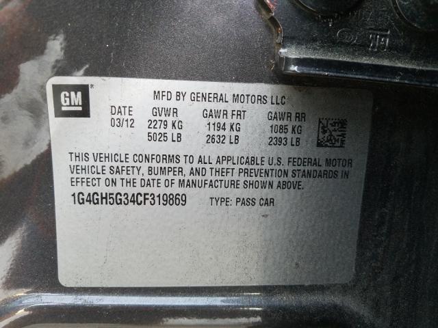 2012 BUICK LACROSSE P 1G4GH5G34CF319869