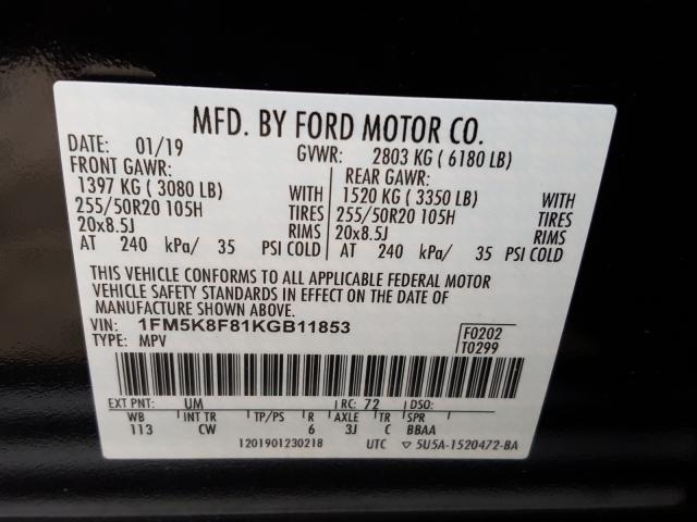 2019 FORD EXPLORER L 1FM5K8F81KGB11853