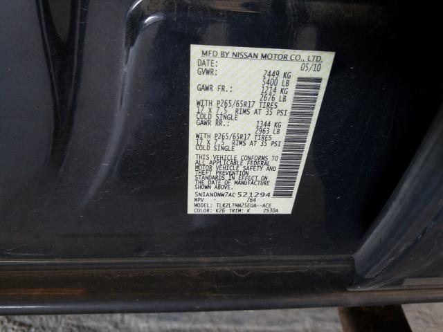 2010 NISSAN XTERRA OFF 5N1AN0NW7AC521294