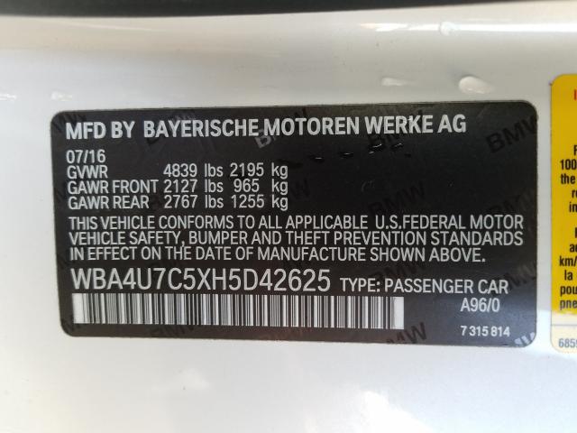 2017 BMW 430I WBA4U7C5XH5D42625
