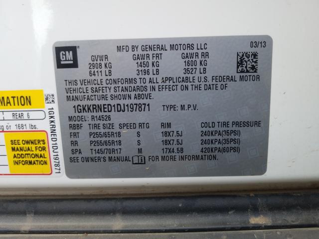 2013 GMC ACADIA SLE 1GKKRNED1DJ197871