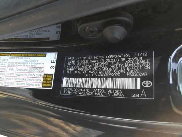 2013 TOYOTA SCION TC JTKJF5C74D3059090