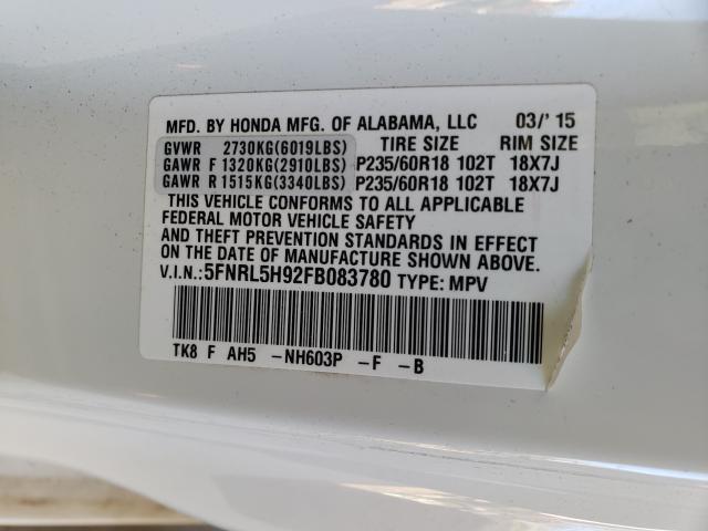 2015 HONDA ODYSSEY TO 5FNRL5H92FB083780