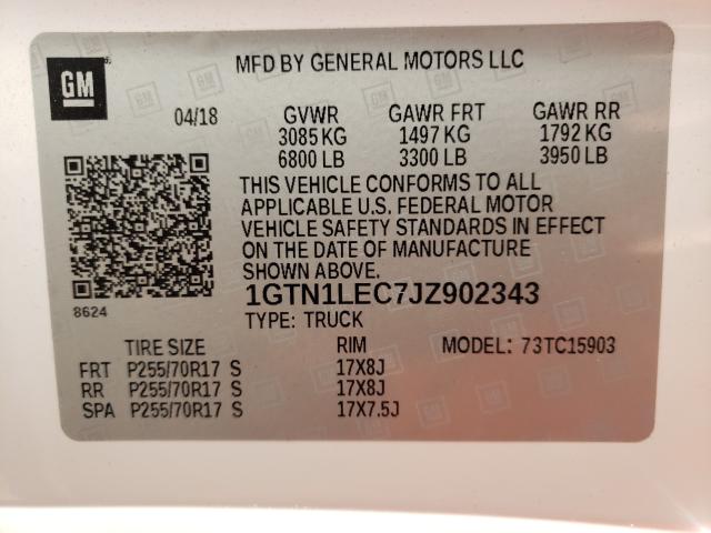 2018 GMC SIERRA C15 1GTN1LEC7JZ902343