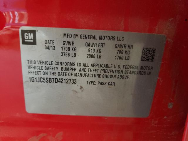 2013 CHEVROLET SONIC LT 1G1JC5SB7D4212733