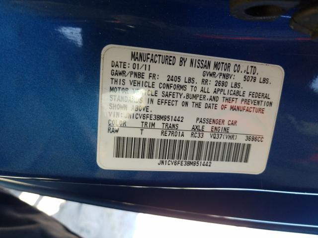 2011 INFINITI G37 BASE JN1CV6FE3BM951442