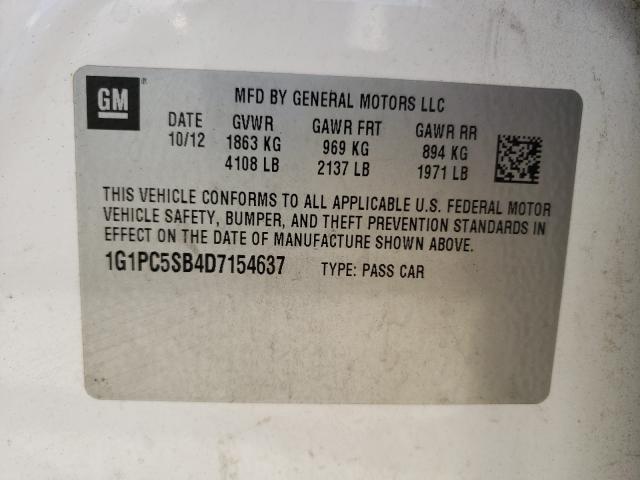 2013 CHEVROLET CRUZE LT 1G1PC5SB4D7154637