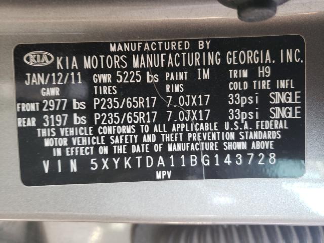 2011 KIA SORENTO BA 5XYKTDA11BG143728