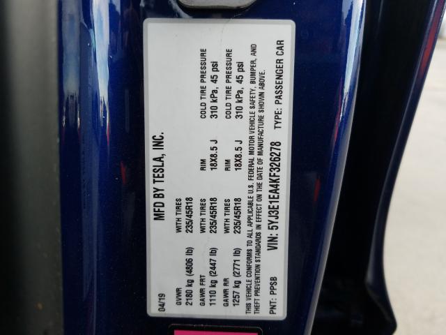 2019 TESLA MODEL 3 5YJ3E1EA4KF326278