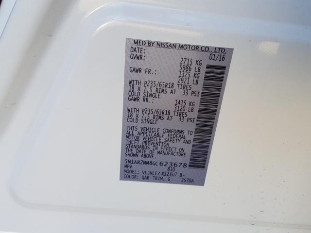 2016 NISSAN PATHFINDER 5N1AR2MM8GC623678