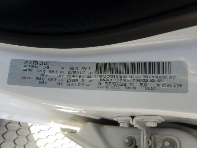 2019 RAM 1500 LARAM 1C6SRFJT6KN725836