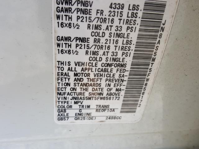 2015 NISSAN ROGUE SELE JN8AS5MT5FW656172