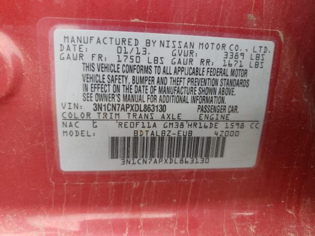 2013 NISSAN VERSA S 3N1CN7APXDL863130